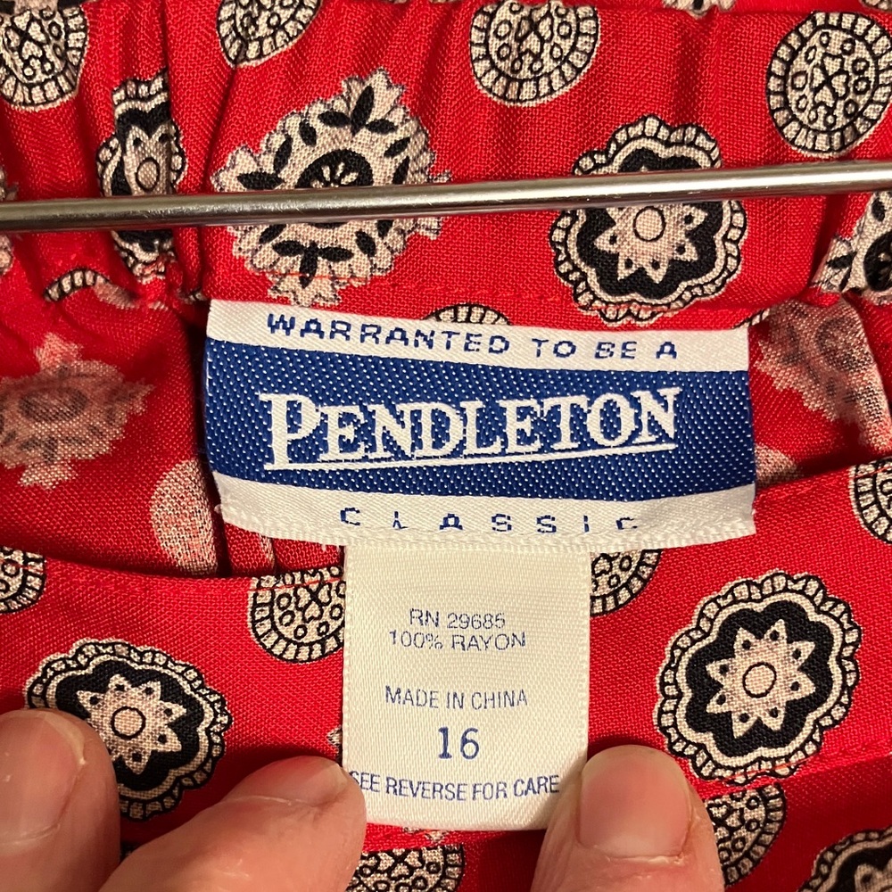 Pendleton Red and Gray Patterned A-Line Skirt - image 2